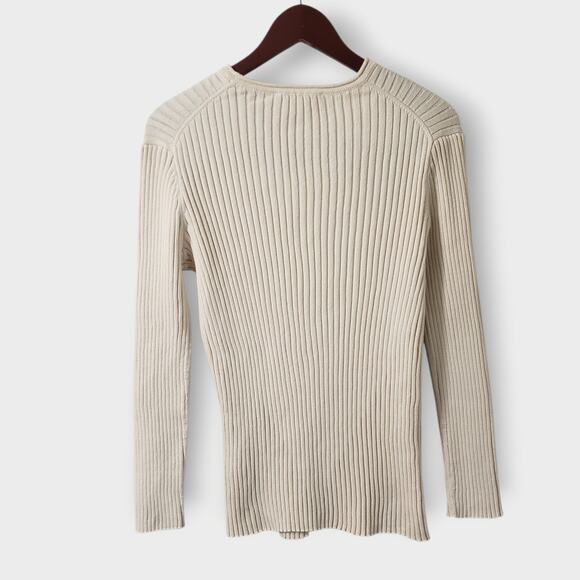 Everlane The Cotton Rib Crew Sweater Organic Ivory Cream Sz L Minimalist Neutral - Picture 4 of 12